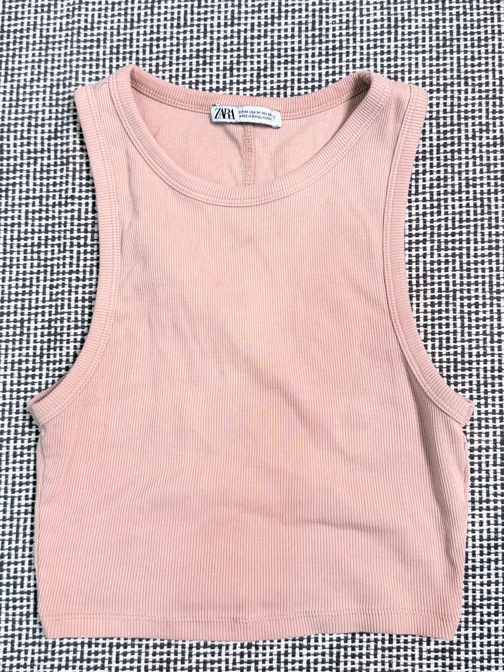 Zara Dusty Pink Ribbed Crop Tank